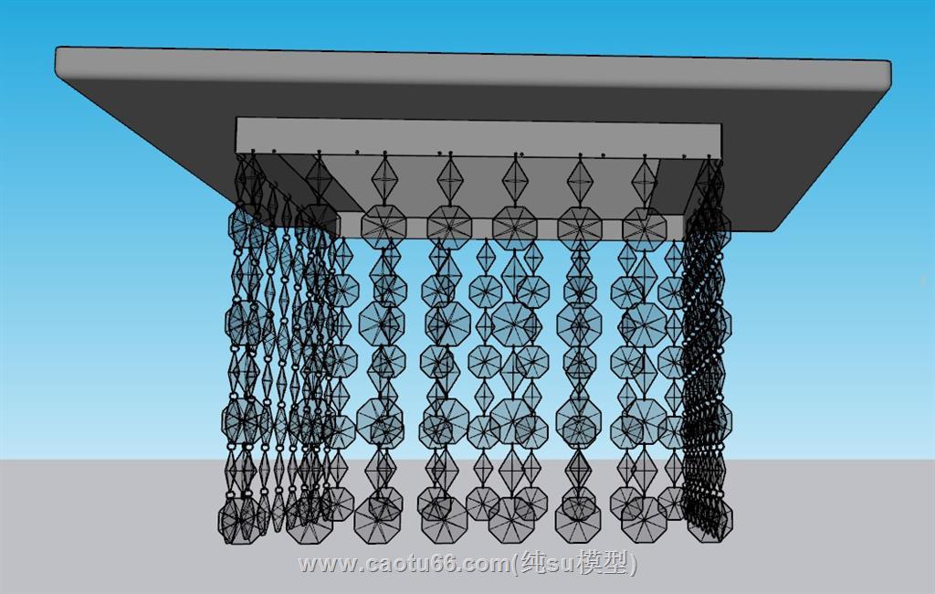 装饰方形吊灯SU模型 1