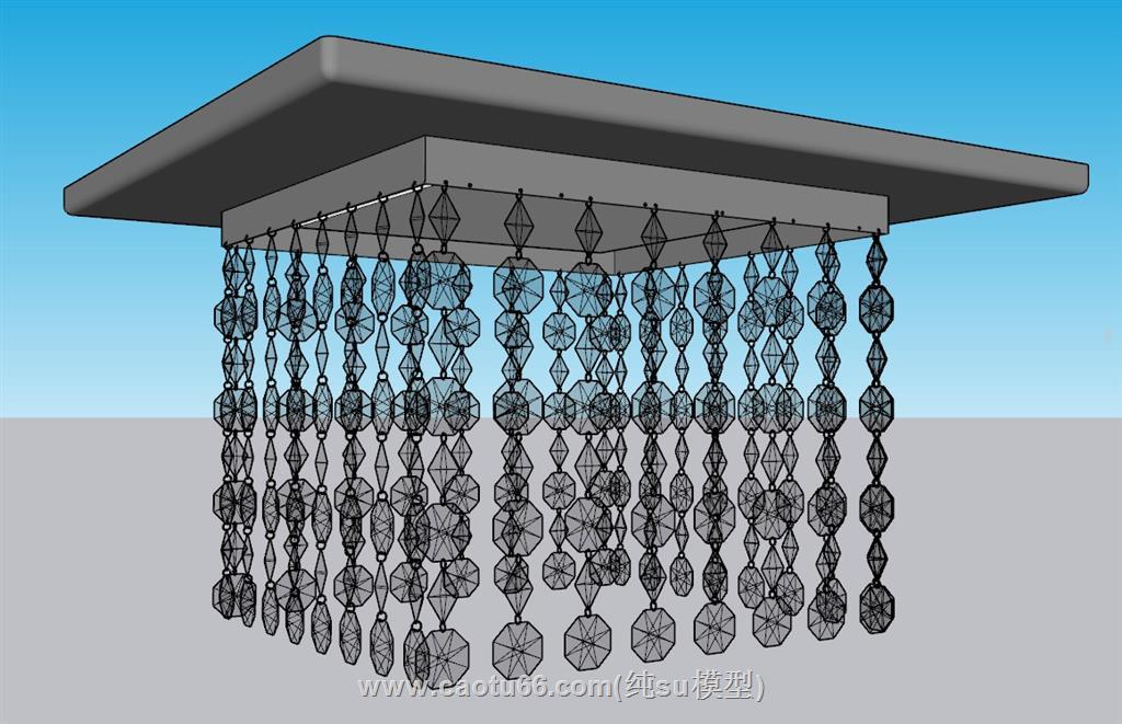 装饰方形吊灯SU模型 2