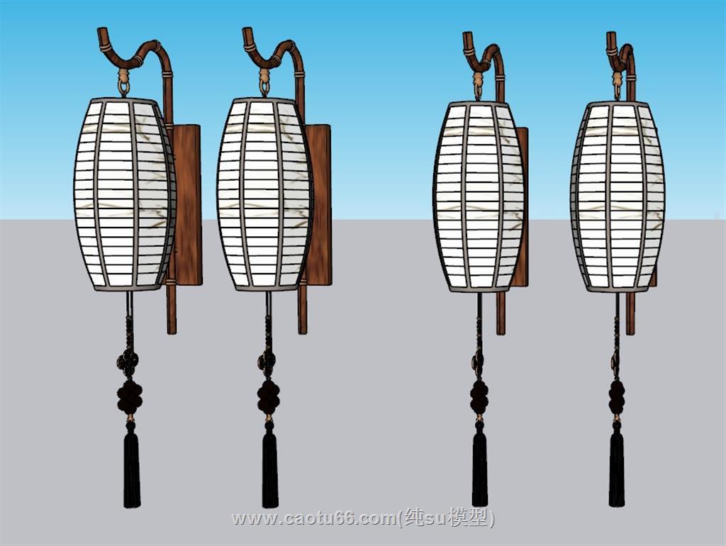 新中式壁灯灯具SU模型 1