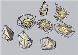 创意水晶砖石SU模型 免费sketchup模型下载