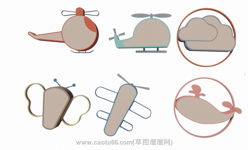 儿童吸顶灯SU模型 1