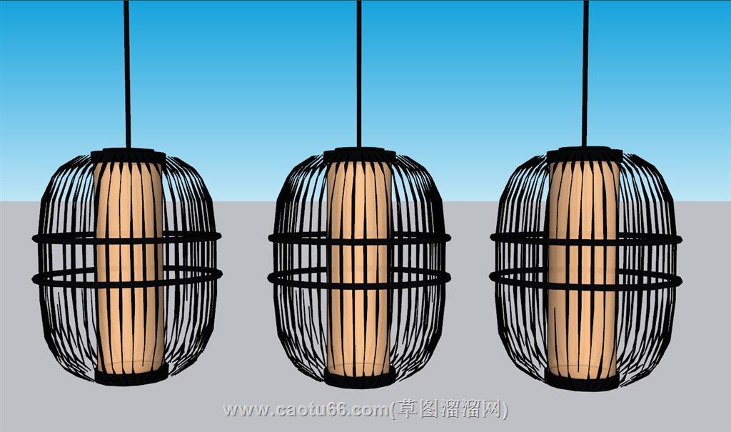 日式灯笼装饰灯SU模型 1