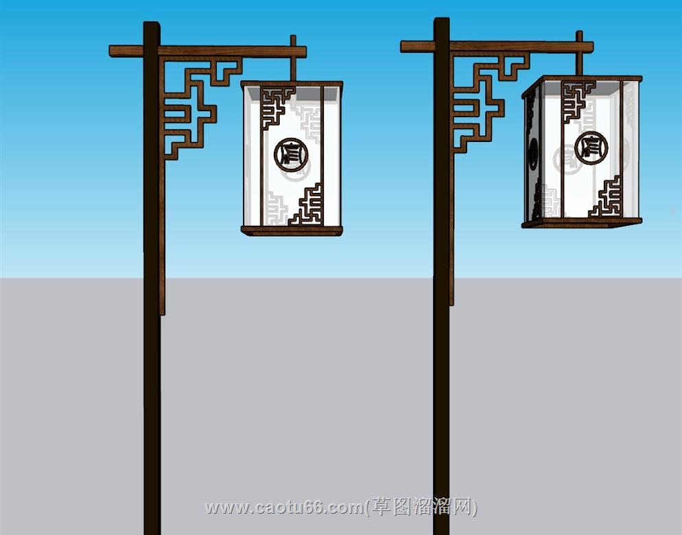 中式路灯景观灯SU模型 1