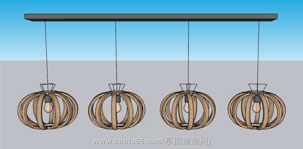 装饰吊灯藤制灯SU模型 1