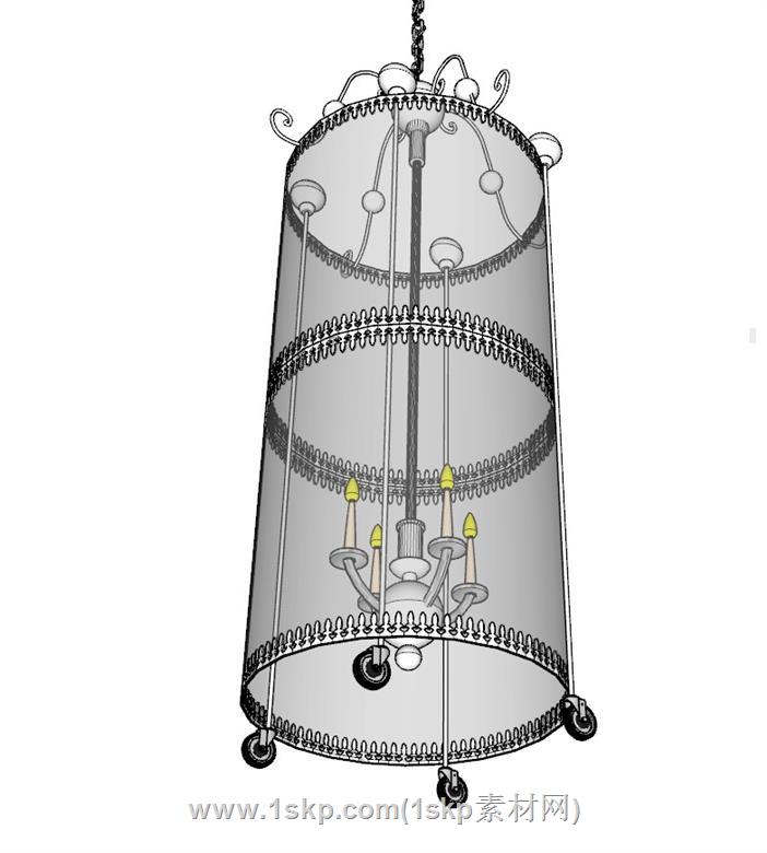 欧式吊灯蜡烛SU模型 3