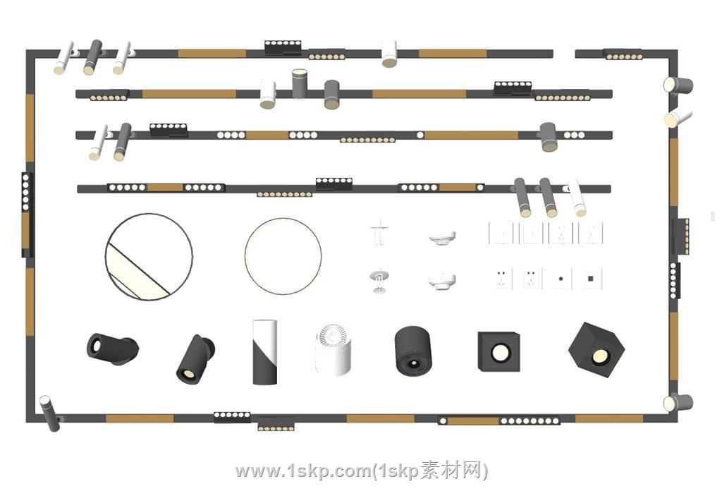 轨道灯灯带无主灯SU模型 1