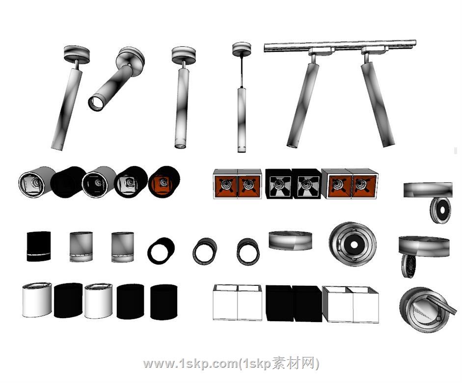 筒灯射灯SU模型 1