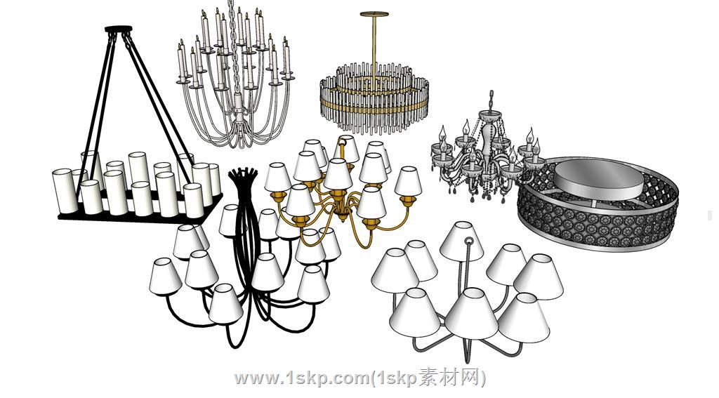 水晶吊灯SU模型 1