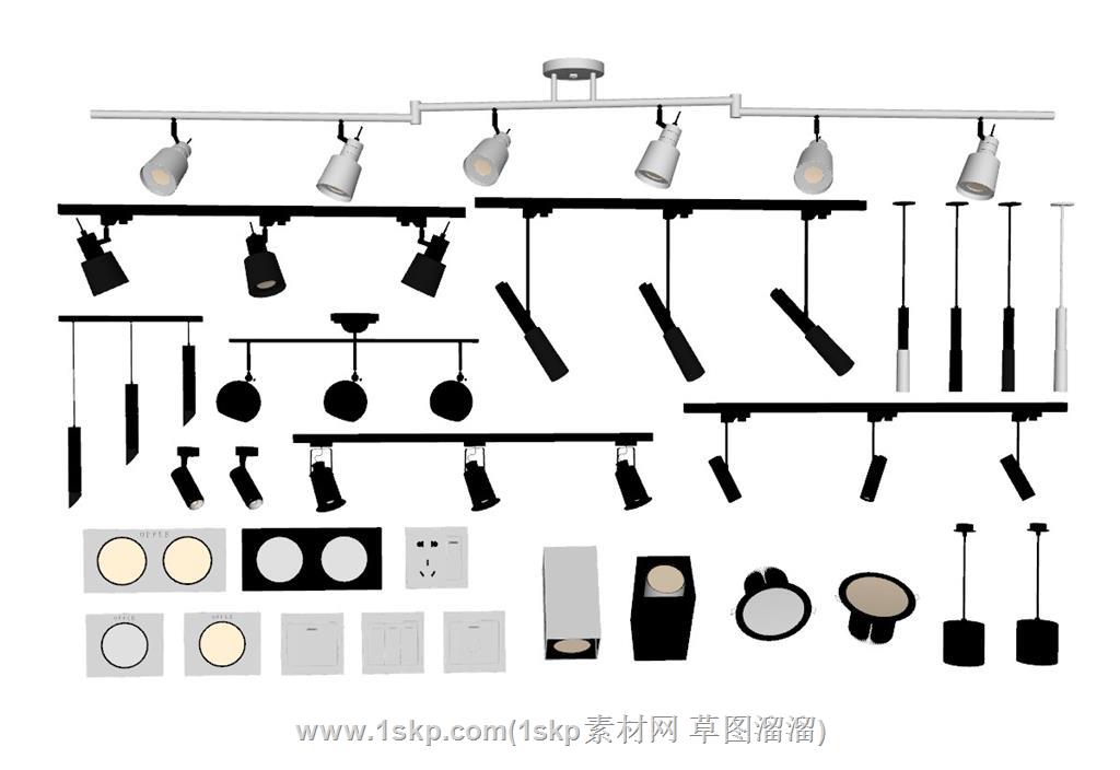 轨道灯筒灯SU模型 1