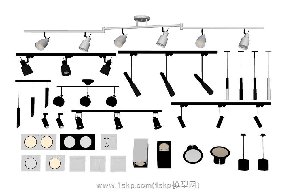 轨道灯射灯SU模型 1