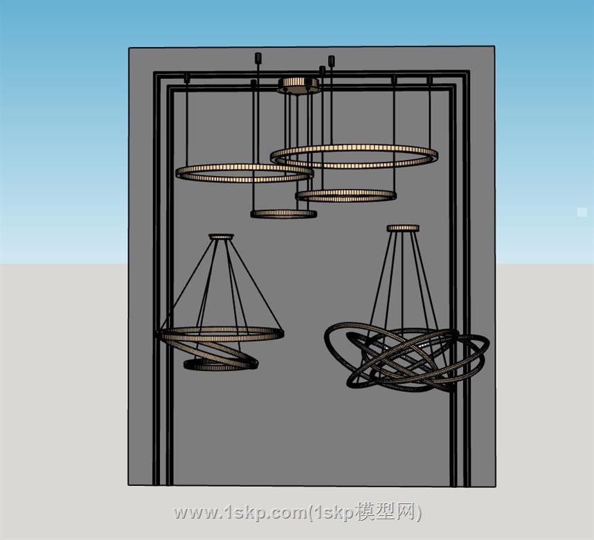 简约吊灯SU模型 1