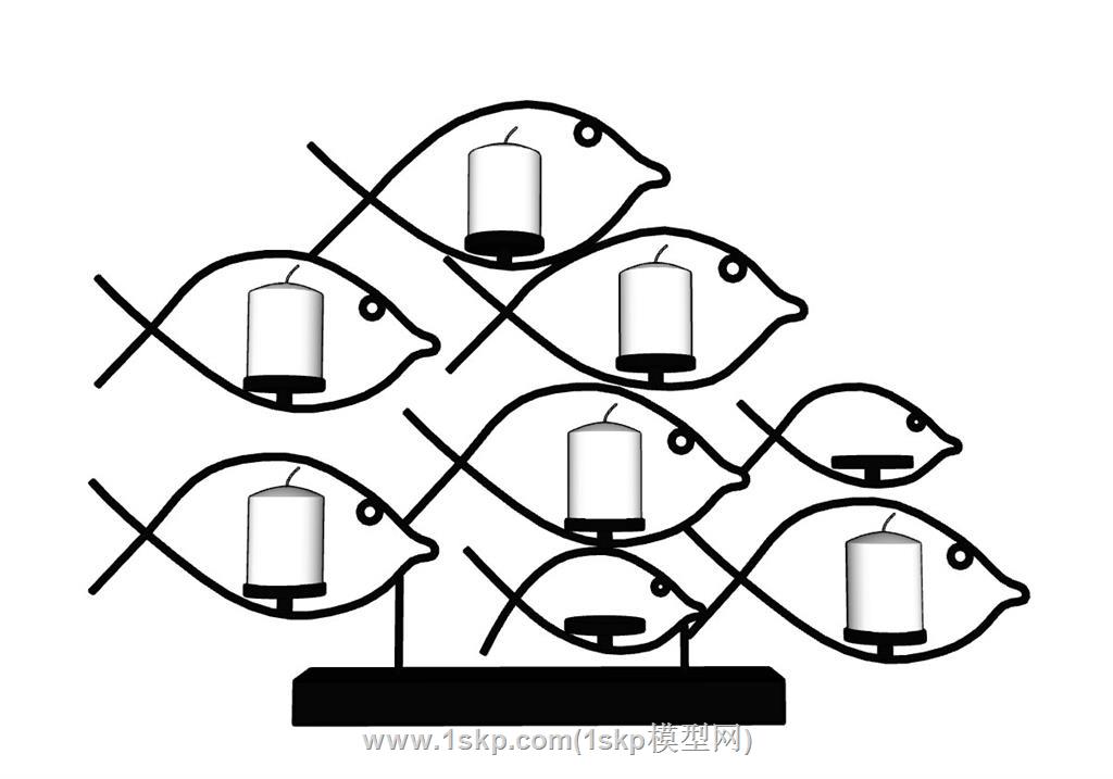 鱼形蜡烛灯SU模型 1
