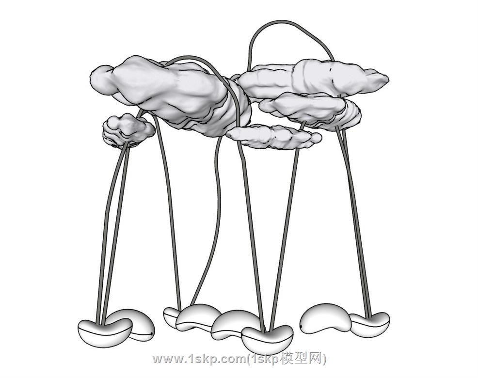 吊灯云朵SU模型 3