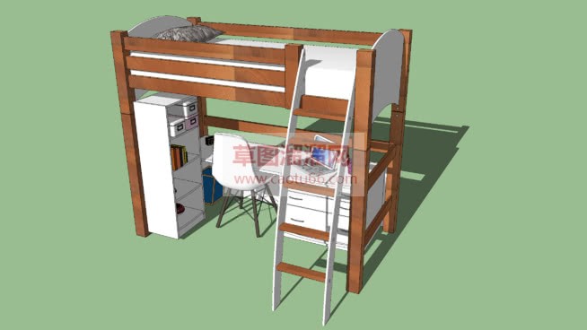 木质高铺床+SU模型 1