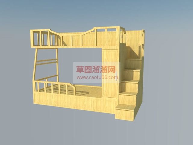 木质双层床上SU模型 1