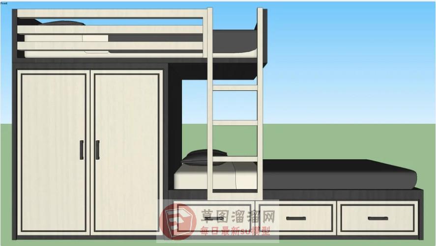 双层床高低铺上下铺SU模型 1