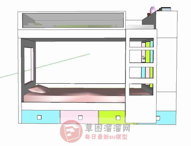 儿童床铺高低铺SU模型 2