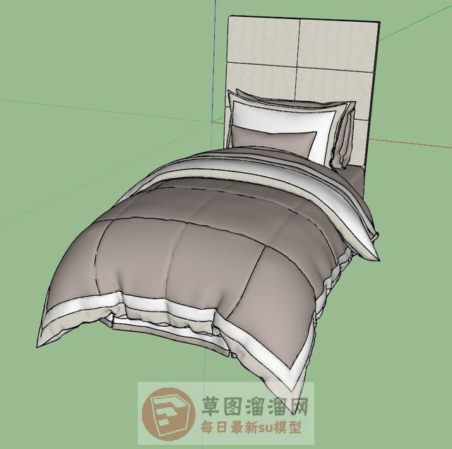 单人床床铺被子SU模型 1