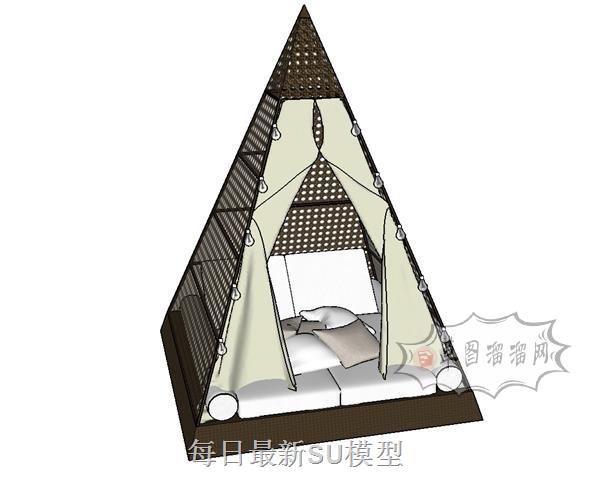 儿童帐篷床铺SU模型 1