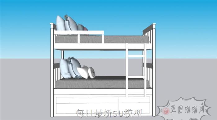 高低铺床上下铺SU模型 1