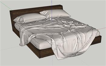 双人床床铺SU模型 免费sketchup模型下载