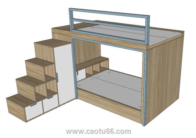 高低铺上下铺床铺SU模型 1