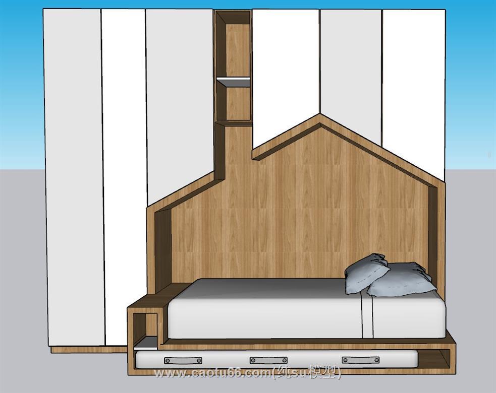 儿童床收纳床SU模型 1