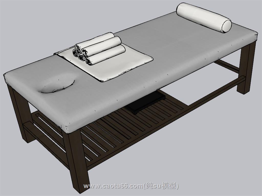 中式SPA按摩床SU模型 1