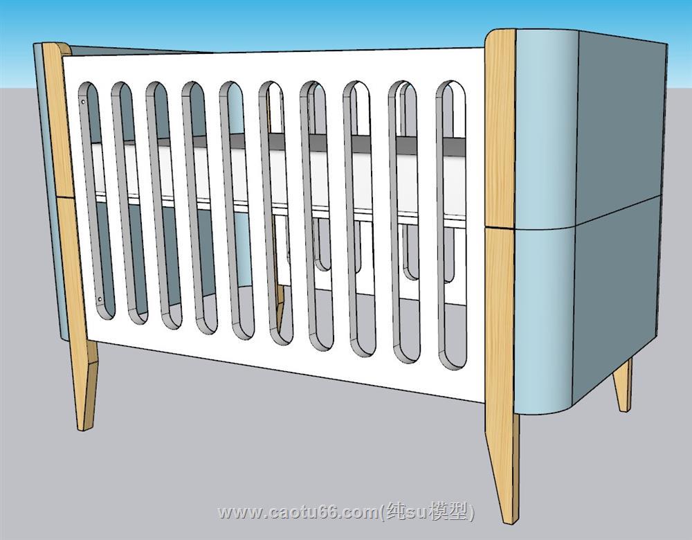 简欧婴儿床SU模型 1