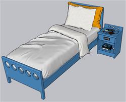 儿童床床铺单人床SU模型 免费sketchup模型下载