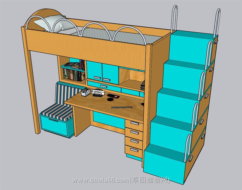 儿童床高低铺SU模型 1