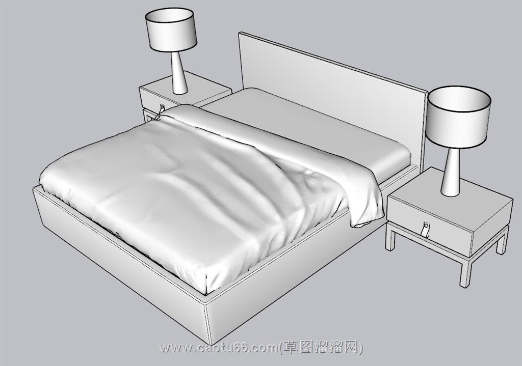 床铺床头柜SU模型 1