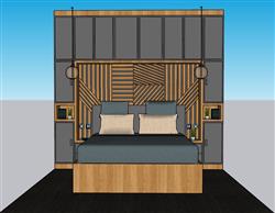 收纳隐藏双人床SU模型 免费sketchup模型下载
