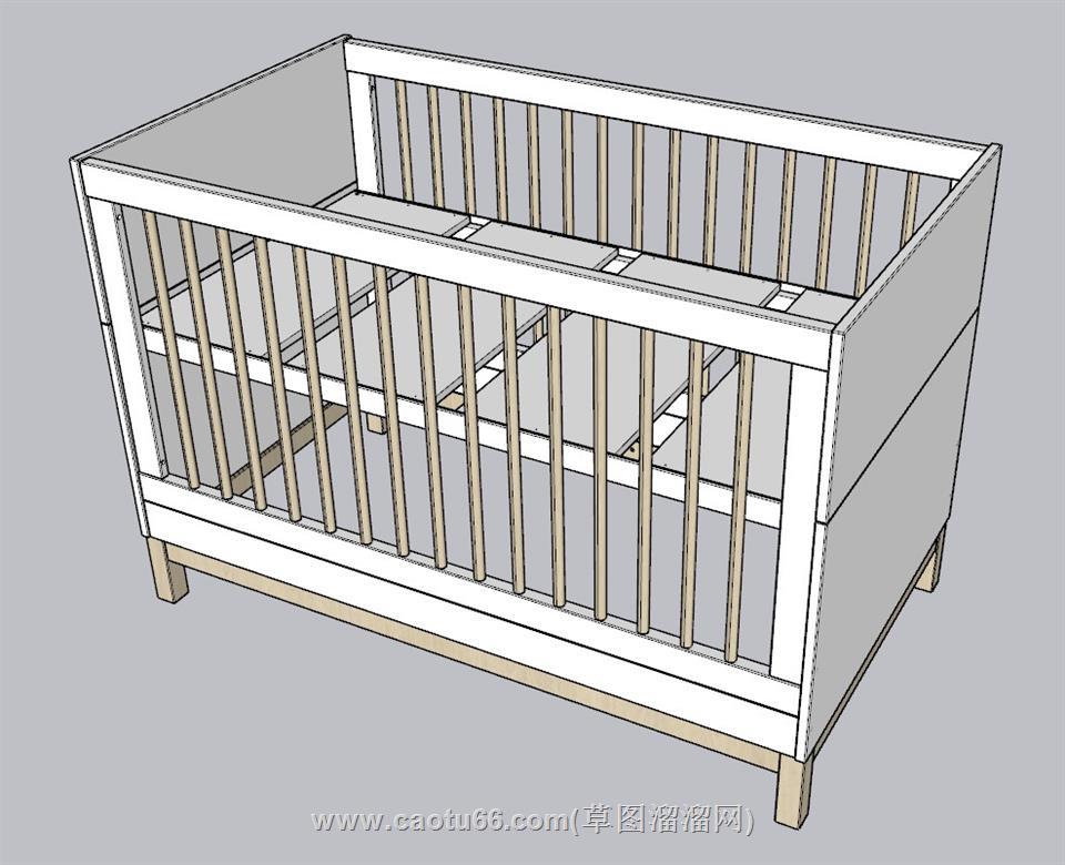 婴儿床SU模型 1