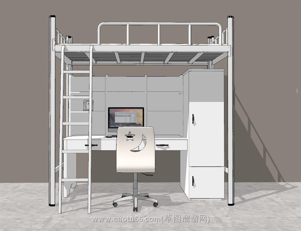 上下床高架床SU模型 1
