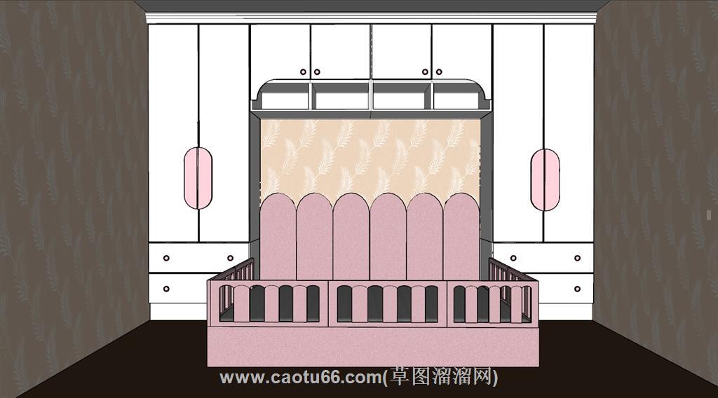 女儿房女儿床铺SU模型 1