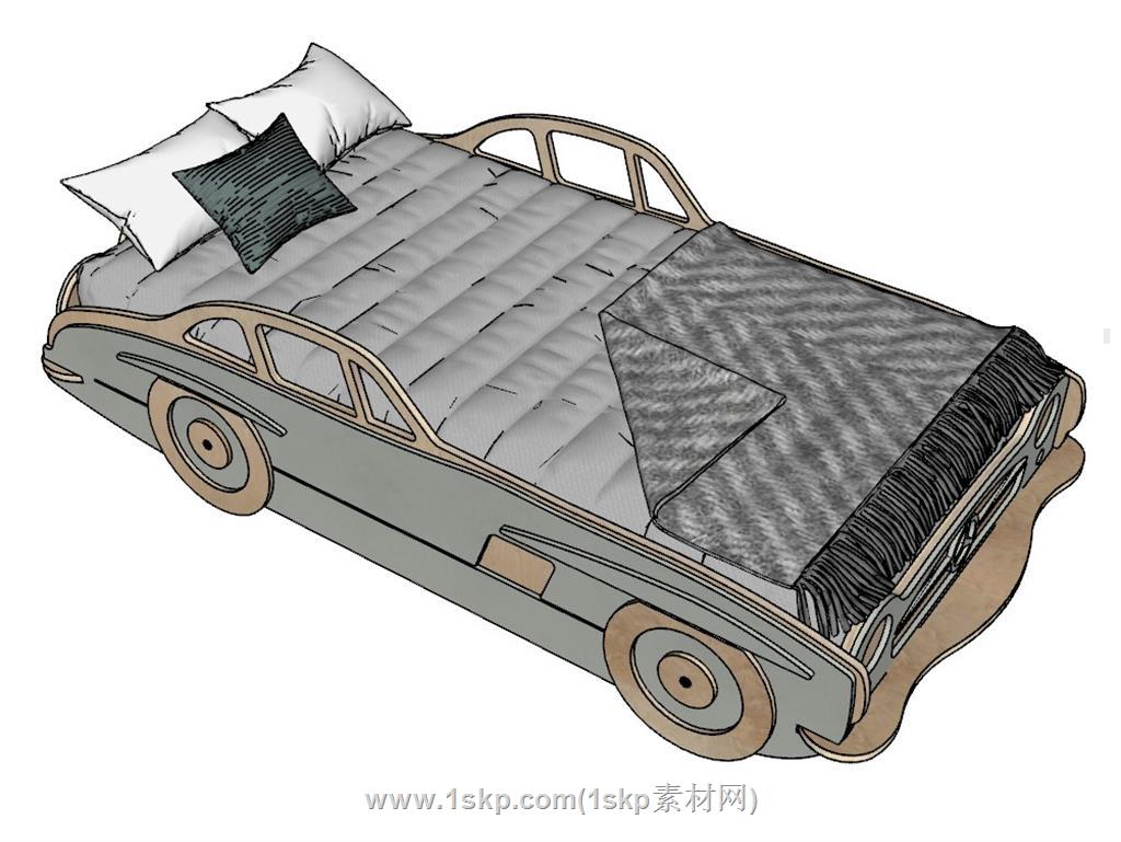 汽车造型床铺儿童床SU模型 2