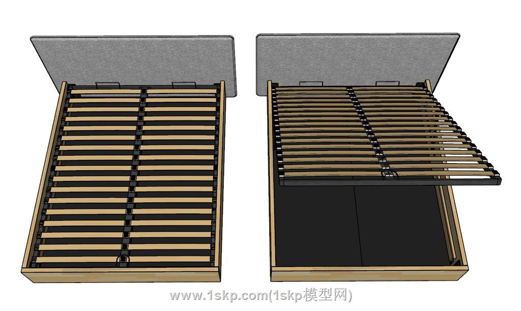 床铺排骨架SU模型 1