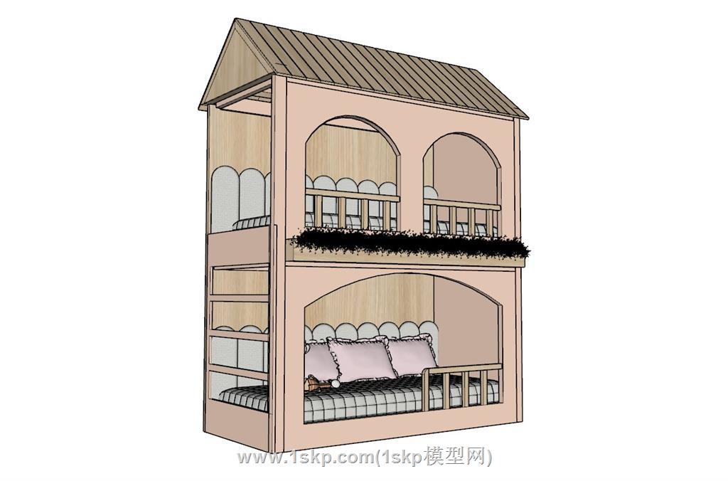 双层床上下铺SU模型 2