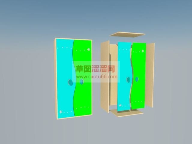 儿童衣柜双色SU模型 1