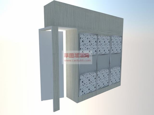 房间门侧开柜子SU模型 1
