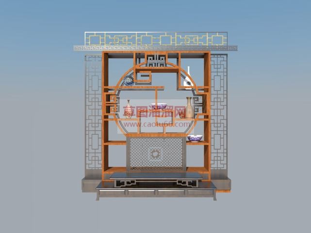 木制博古架家SU模型 1