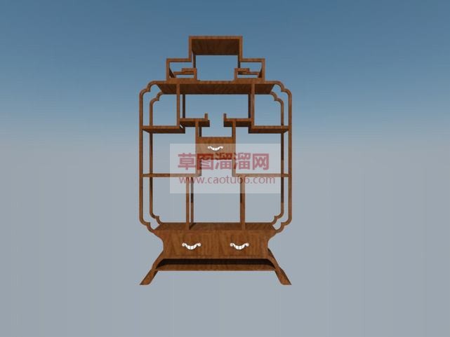 中式木制博古SU模型 1