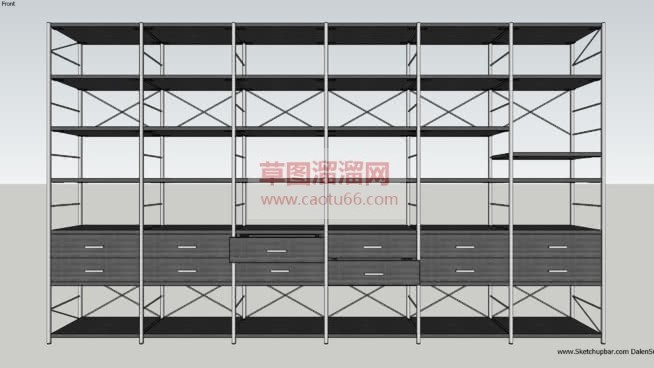 带爬梯的书架SU模型 1