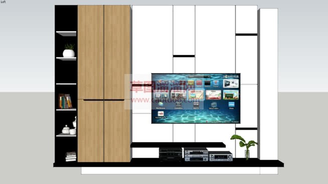 现代木质电视SU模型 1