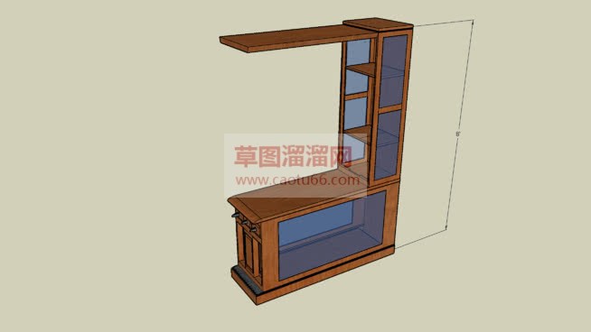 酒柜连体吧台SU模型 1