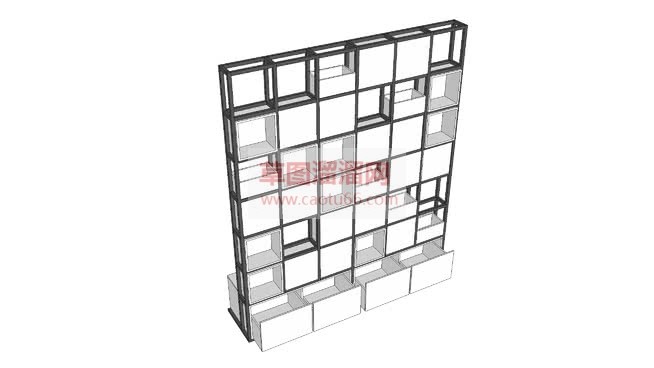 格子柜子书架SU模型 1