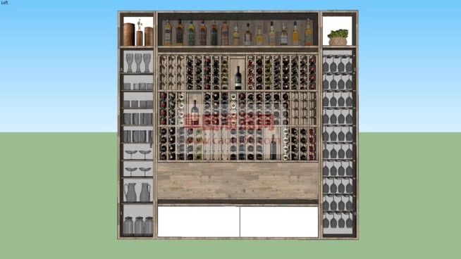 木质大酒柜免SU模型 1