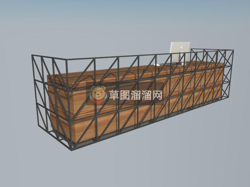 工业风前台柜柜台SU模型 1