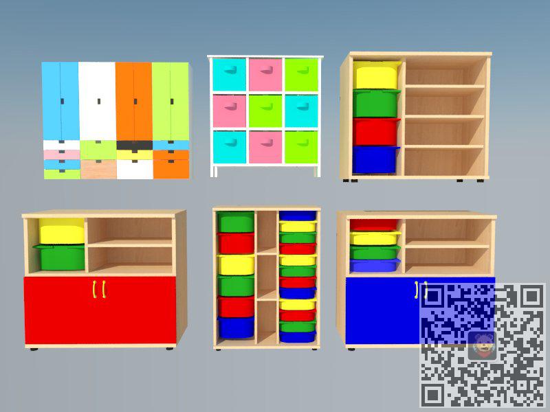 儿童柜子收纳柜SU模型 1